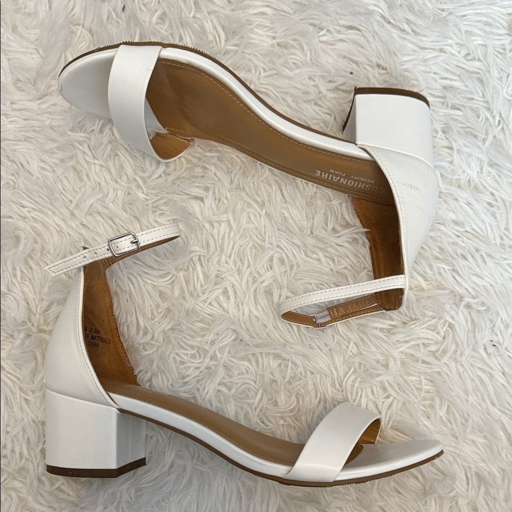 Women's 8.5W White Block Heel Bridal Sandals